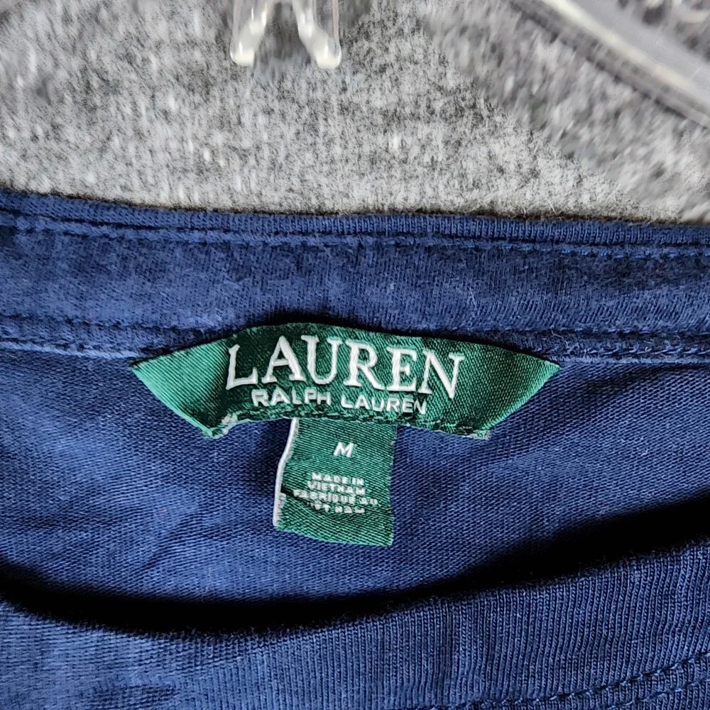 Lauren Ralph Lauren Tank Top Womens M Navy Blue Striped Side Panels EUC
